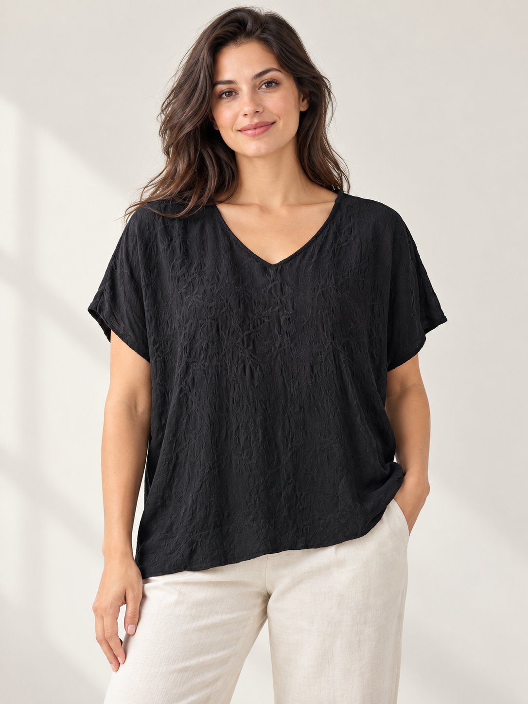 Black printed fabric women's shirt