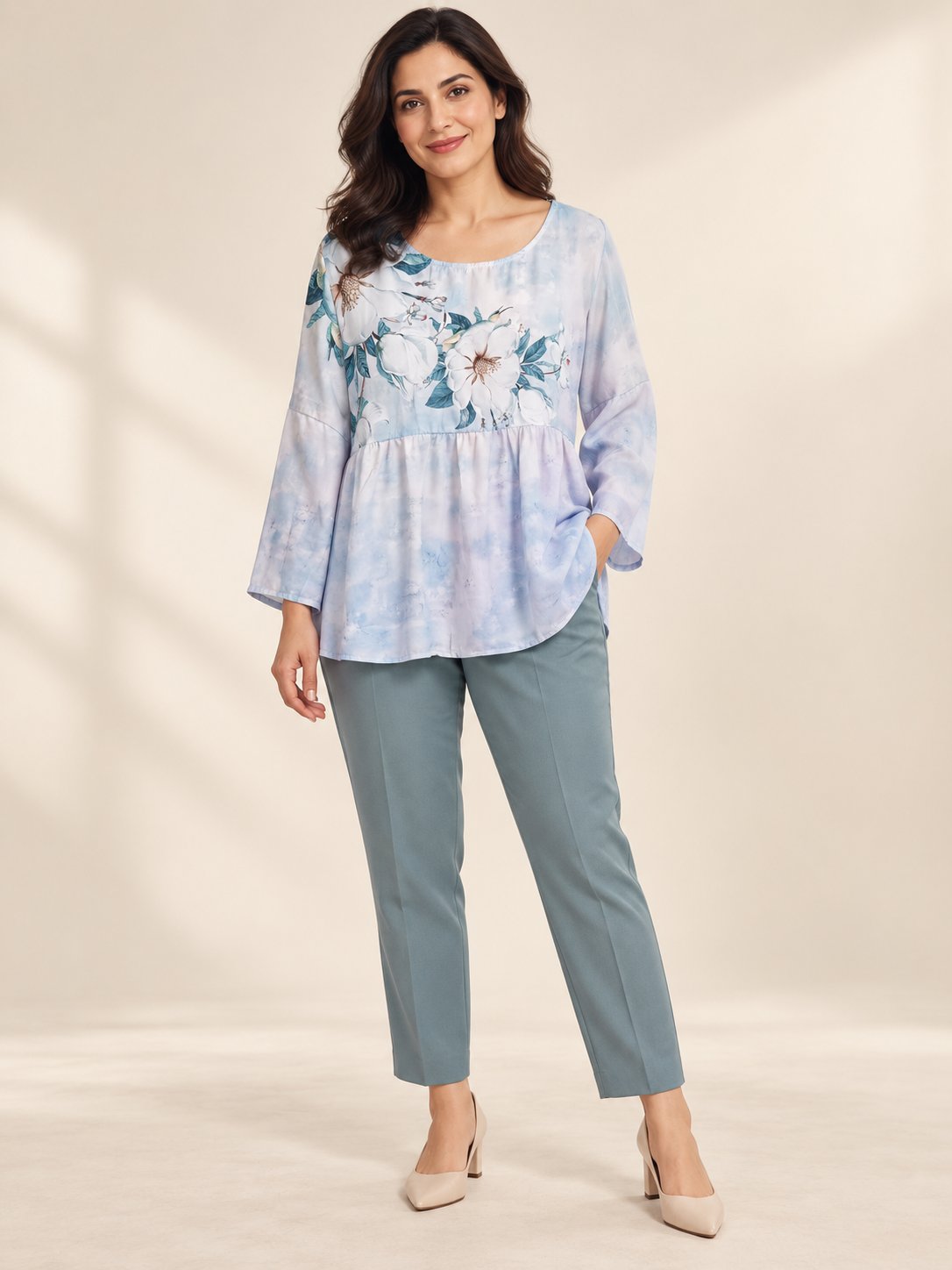 Women's Floral Top with Pants